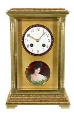 A French-origin Crystal Regulator in a special case featuring a matted front and a portrait of a woman. CCC-8.