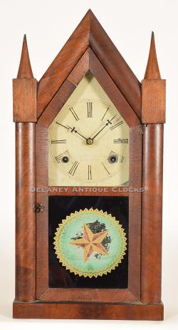 Brewster & Ingrahams of Bristol, Connecticut. U.S.A 30-hour time & strike mahogany cased steeple clock. JJ-143.
