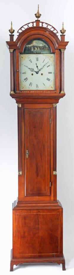 Attributed to Jonah Edson of Bridgewater, Massachusetts. A Clockmaker and Brass Founder. An inlaid cherry case tall clock. RR-35.