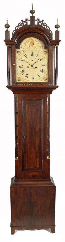 Enoch Burnham of Paris, Maine. A cross-banded mixed woods case tall clock in a mahoganized finish. UU-19.