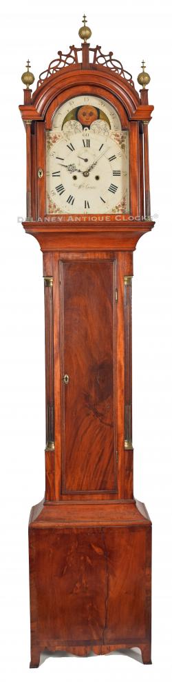 William Crane, Canton, Massachusetts. A mahogany case tall case clock with a moonphase dial. 222030.