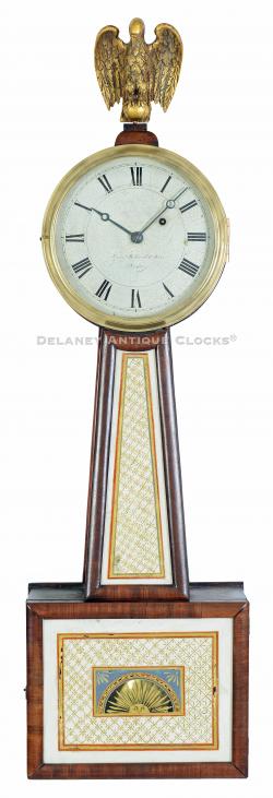 This Federal Massachusetts wall Timepiece or "Banjo clock" was made by the partnership of Simon Willard & Son in Boston, Massachusetts, circa 1825. This example is signed and numbered on the dial, "No. 4658." 224026.