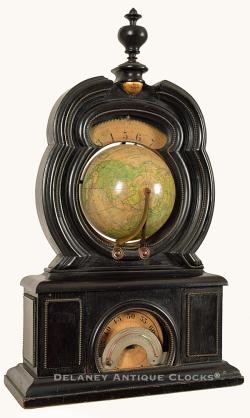 Timby Solar Timepiece or Globe Clock. Saratoga Springs and Baldwinsville, New York. This very unusual case may have been a special order since it is the only example known. 221035.